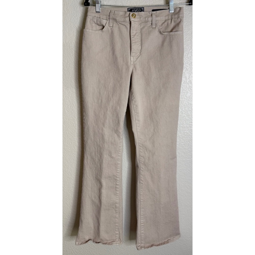 NYDJ Womens 6 Bootcut Jeans Tan‎ Khaki Embroidered Flap Pocket Stretch Preppy